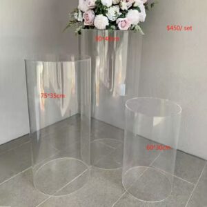 AI107 Acrylic Clear round plinth set of 3 sizes